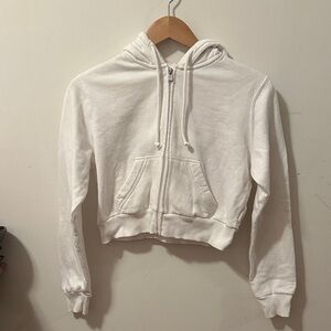 Hollister White Cropped Hoodie